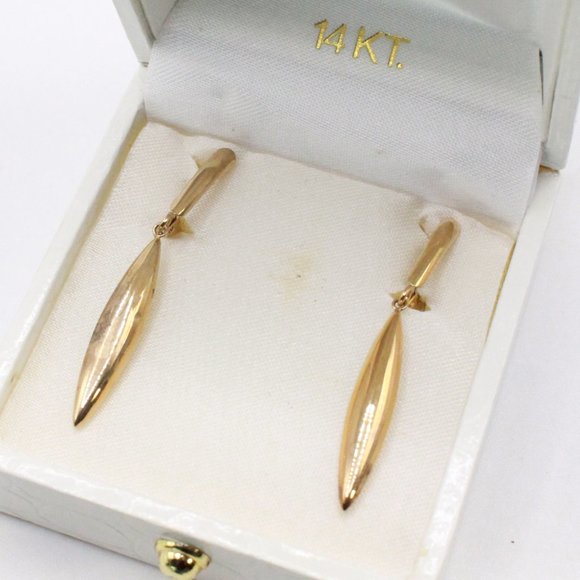 14k GOLD DROP DANGLE EARRINGS - Picture 3 of 3